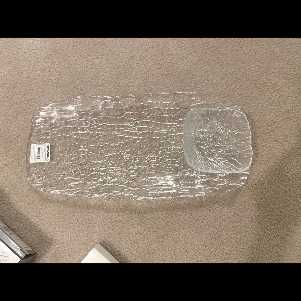 Bowring glass serving tray with bowl